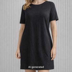 Adrienne Vittadini LBD Black Short Sleeve Dress Great for layering with pockets